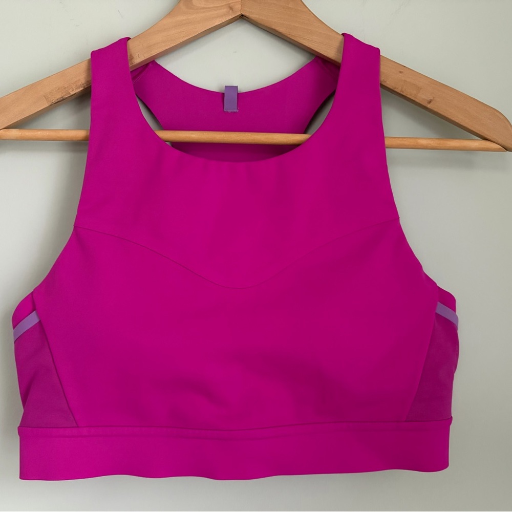 Brooks Magenta High-Neck Sports Bra